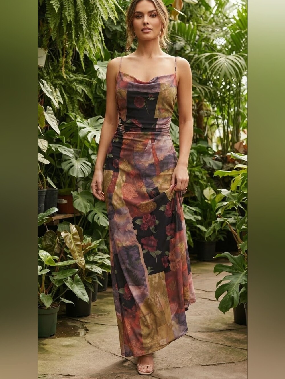 Cider Floral Patchwork Slip Dress - Multicolor Suze L New